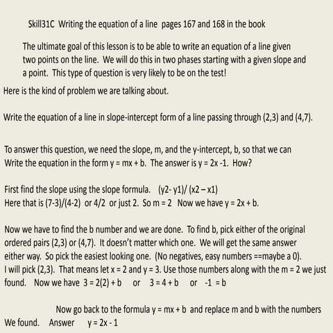 Skill31 c writing equation of a line
