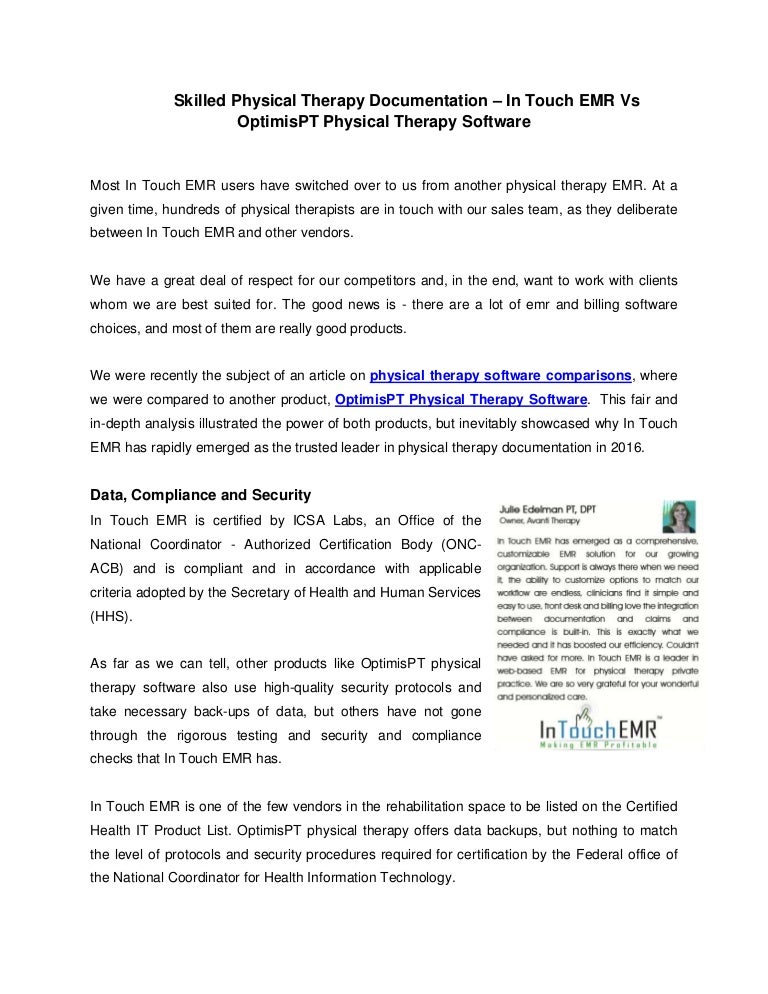 Skilled Physical Therapy Documentation