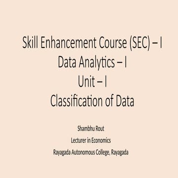 Data analytics – I: classification of data and measurement scale