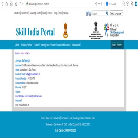 ZENUS INFOTECH INDIA PVT. LTD. is also engage with skill India mission 