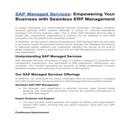 SAP Managed Service Providers |.........