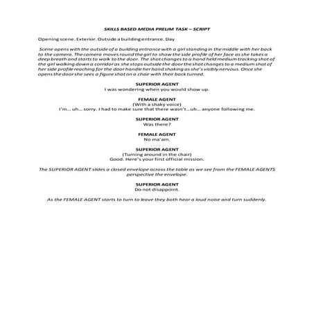 Skills based media prelim task  - script