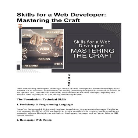 Skills for a Web Developer: Mastering the Craft | PDF