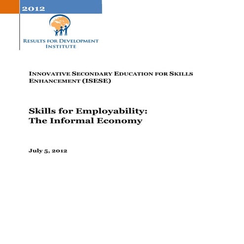 Skills for employability in the informal economy