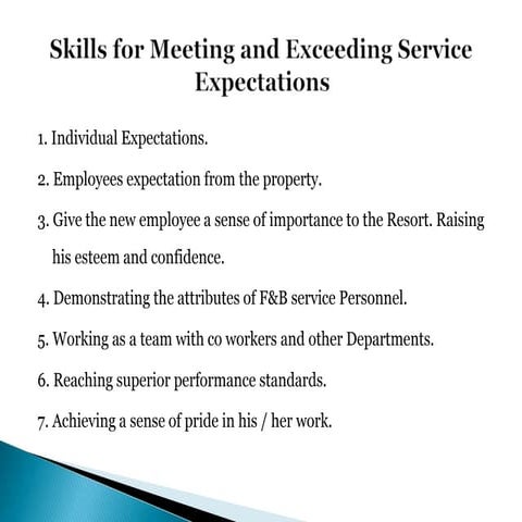 Skills for meeting and exceeding service expectations