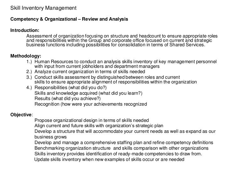 Skills inventory