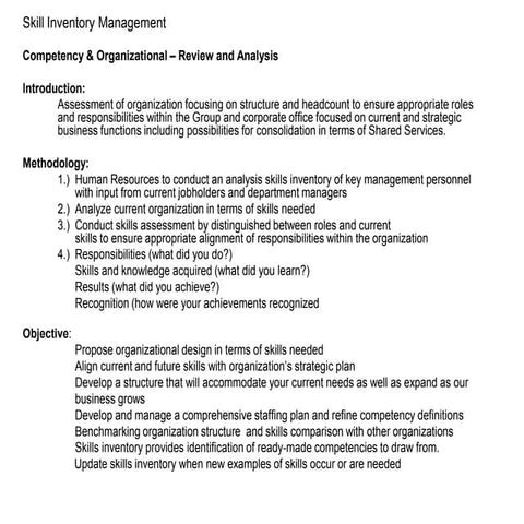 Skills inventory
