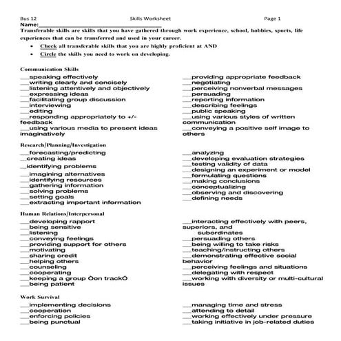 Resume Workshop Handout Packet | PDF