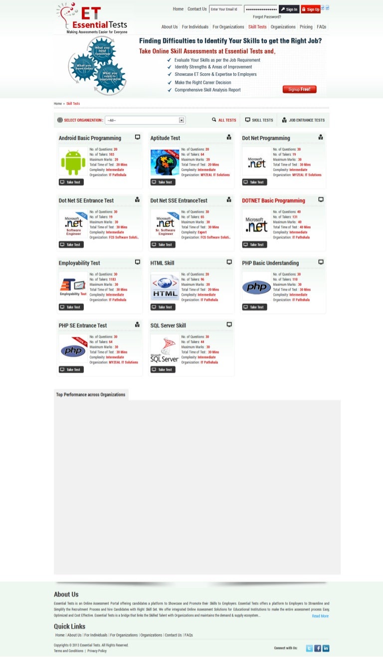 Skill Test Essential Tests