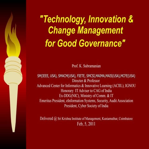Skim lecture @national conference on technoly, innovation & chnge management ...