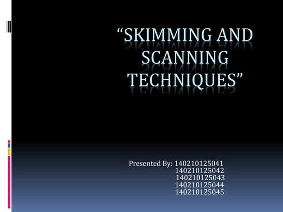 Skimming and scanning | PDF