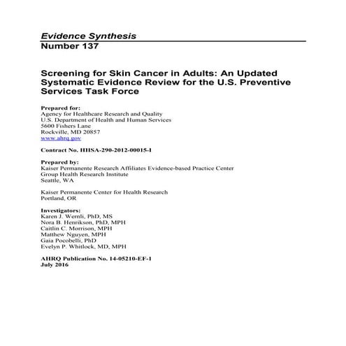 Global Medical Cures™ - Screening for Skin Cancer in Adults