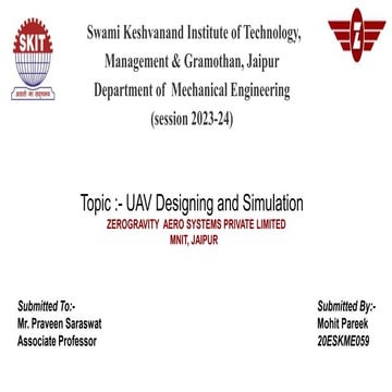 UAV PROJECT FINAL..Design and analysis of unmanned aerial vehicle | PPT