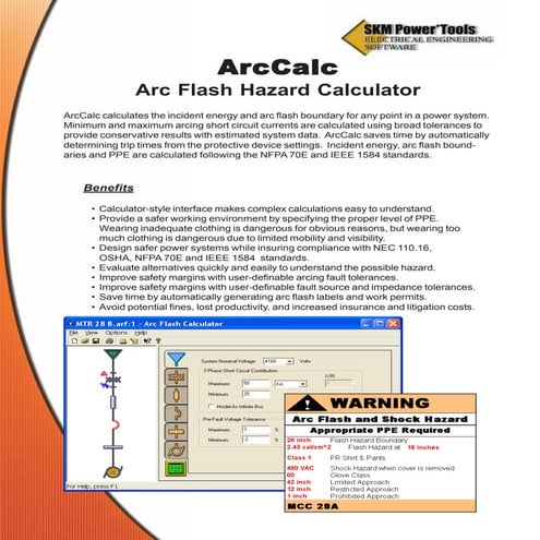 SKM ArcCalc Arc Flash Hazard Calculator (NFPA 70E & IEEE 1584)