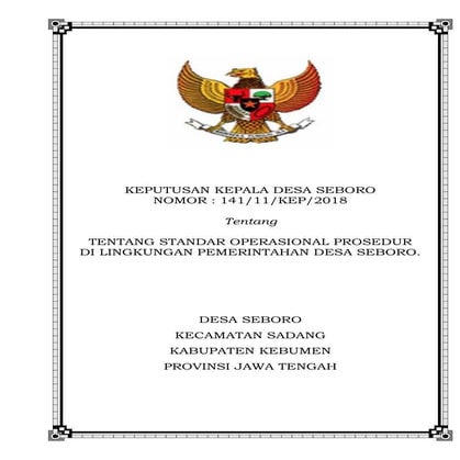 Sk no. 11 2018 sop pelayan dan tata hubungan pemdes