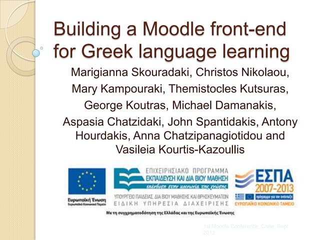 Building a Moodle front-end for Greek language learning