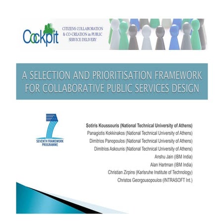 A SELECTION AND PRIORITISATION FRAMEWORK FOR COLLABORATIVE PUBLIC SERVICES DESIGN