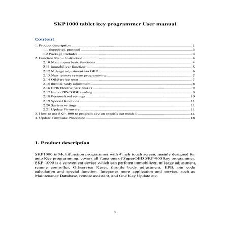 Skp1000 tablet key-programmer user manual - vobdii.com