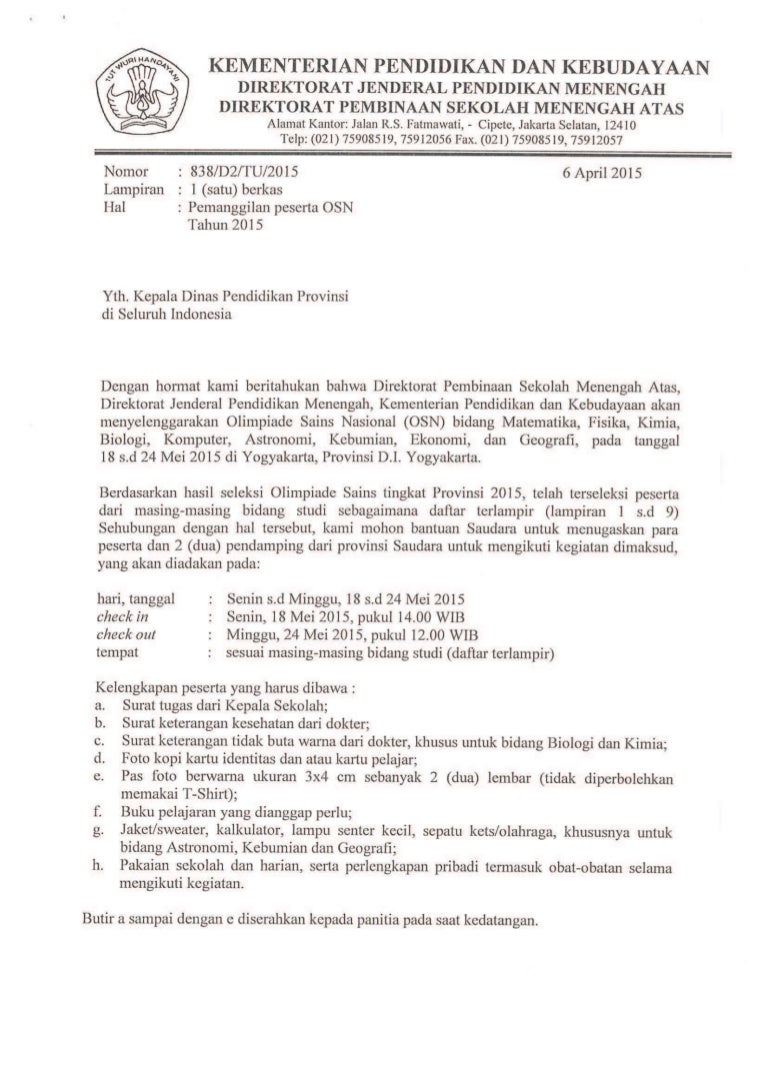 Daftar Peserta Osn Sma Tingkat Nasional Tahun 2015 Www Olimattohir Bl