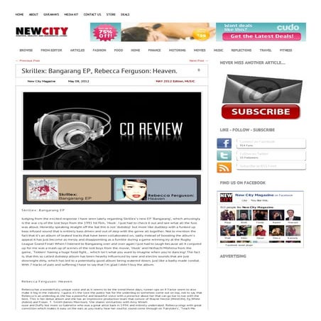 Skrillex  bangarang ep, rebecca ferguson  heaven