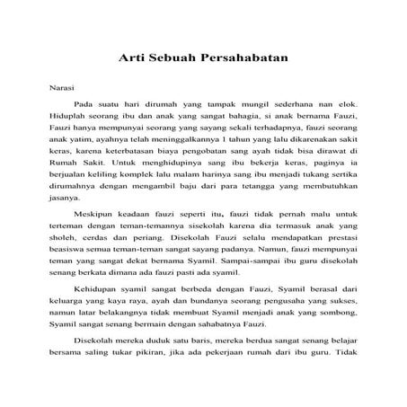 Skrip cerita arti sebuah persahabatan