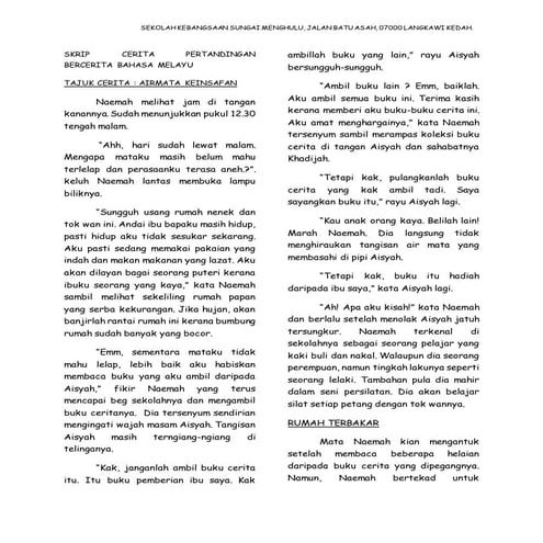 Skrip cerita pertandingan bercerita bahasa melayu