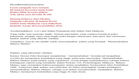 Skrip pidato 'memartabatkan bahasa melayu'