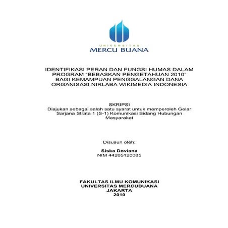 Identifikasi Peran dan Fungsi Humas dalam Program Bebaskan Pengetahuan 2010 b...