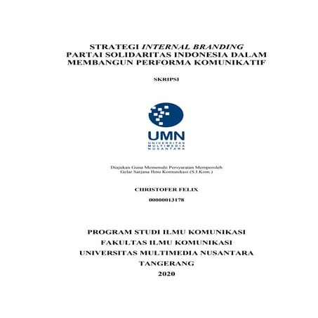 Internal Branding Strategy of Indonesian Solidarity Party on Strengthening The Communicative Performance - Undergraduate Thesis