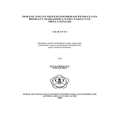 Skripsi perancangan-sistem-informasi-pendataan-biodata-mahasiswa-pada-fakulta...