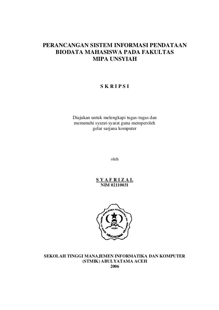 Skripsi Sistem Informasi Manajemen Ide Judul Skripsi Universitas