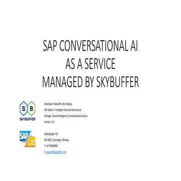 SAP Conversational AI as a Service managed by Skybuffer (SAP chatbot)