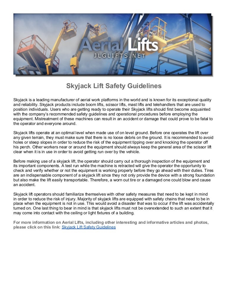 Skyjack Lift Safety Guidelines