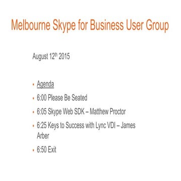 Skype for Business User Group August 2015