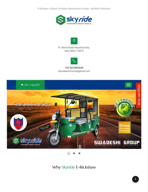 Leading e-Rickshaw Manufacturer in India | PDF