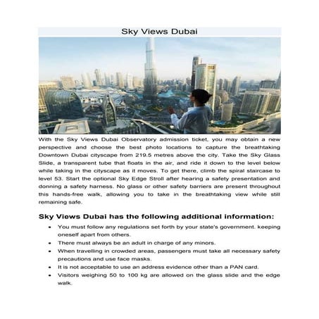 The Best Time to Visit Sky Views Dubai for Stunning Views | DOCX