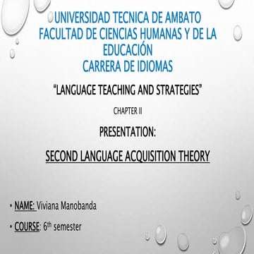 SECOND LANGUAGE ACQUISITION THEORY