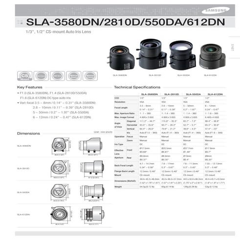 Samsung Techwin SLA-2810D Data Sheet