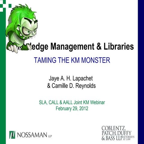 2012 KM for Libraries webinar -Lapachet/Reynolds