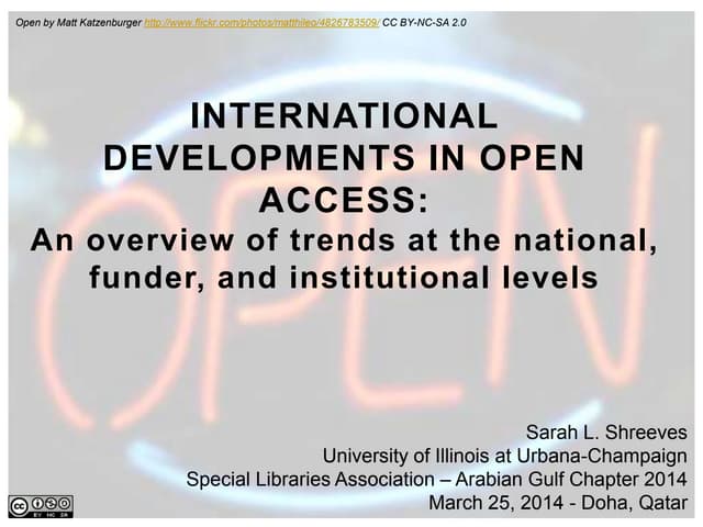 International developments in open access: An overview of trends at the natio...