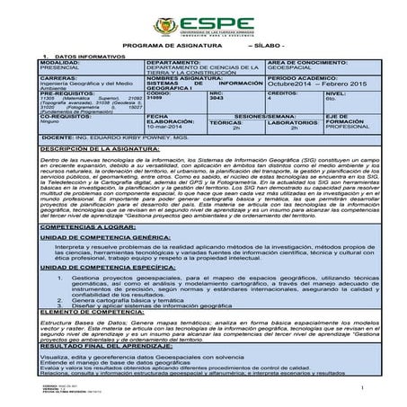 Sílabo SIG I 2014(2)