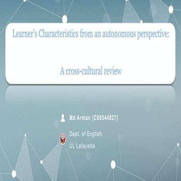 Learner’s characteristics from an autonomous perspective: A cross-cultural re...