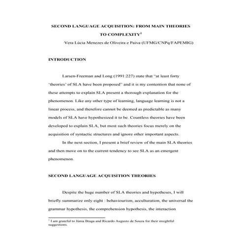 SECOND LANGUAGE AQUISITION 