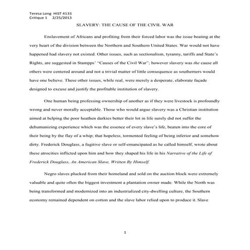 Slavery as a cause of the civil war | PDF