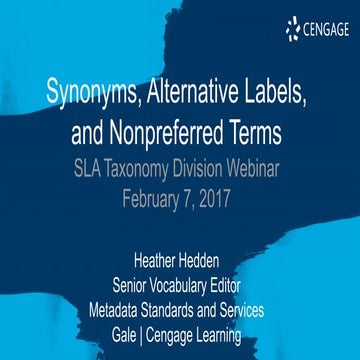 Synonyms, Alternative Labels, and Nonpreferred Terms