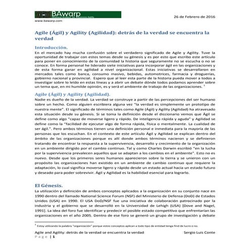 Agile y Agility: detras de la verdad se encuentra la verdad