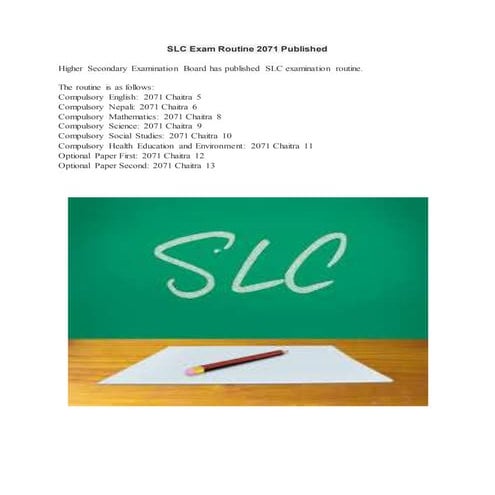 SLC Exam Routine 2071 Published | DOCX