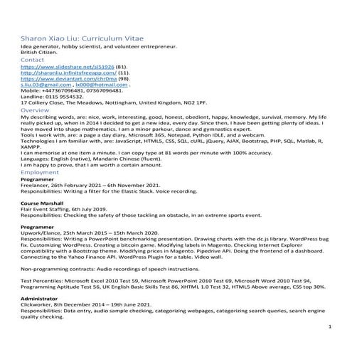 SL CV 20250604-3.pdf . Sharon Xiao Liu's Curriculum Vitae.