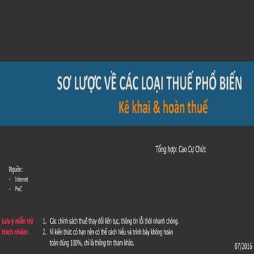 Sơ lược về thuế, kê khai thuế, hoàn thuế