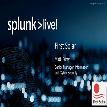 Customer Presentation, FirstSolar